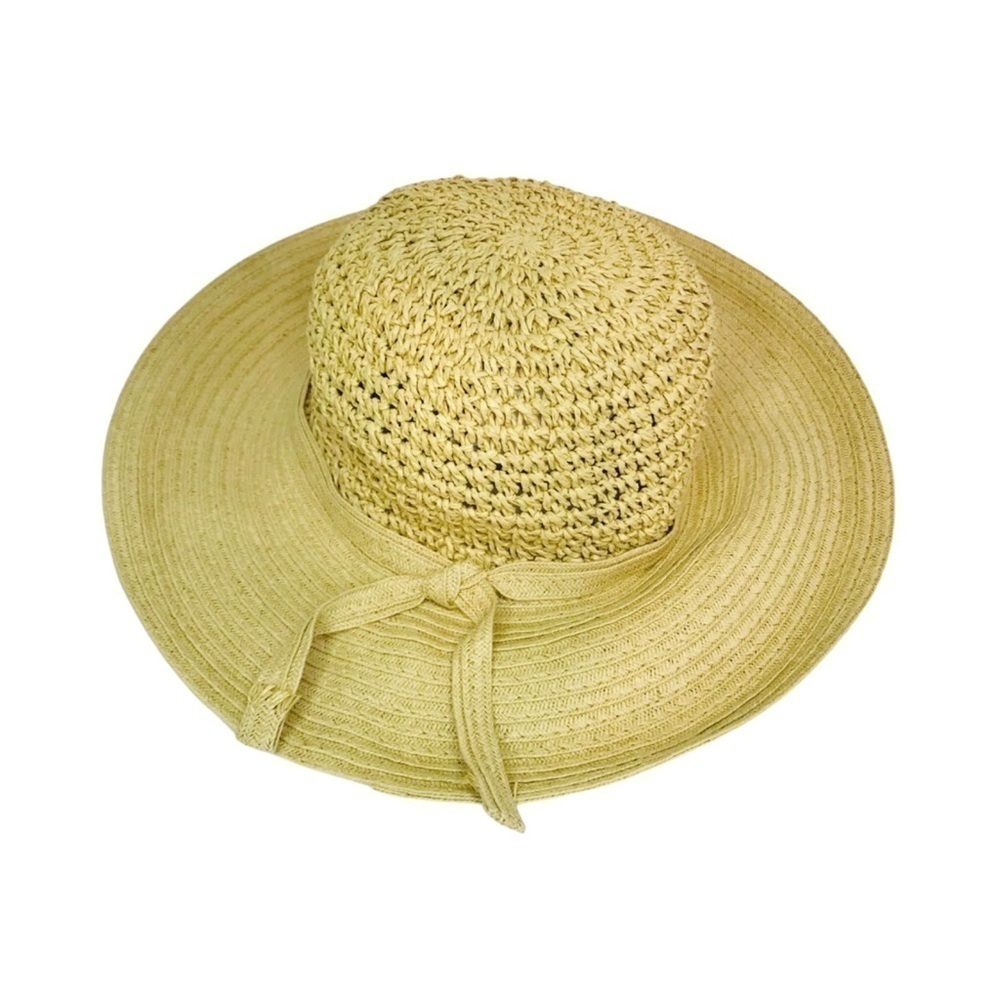 Woven Straw Crochet Prairie Floppy Beach Sun Hat